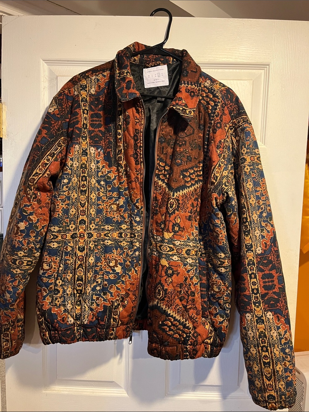 Urban Outfitters Rust Multi Patterned Quilted Bomber Jacket